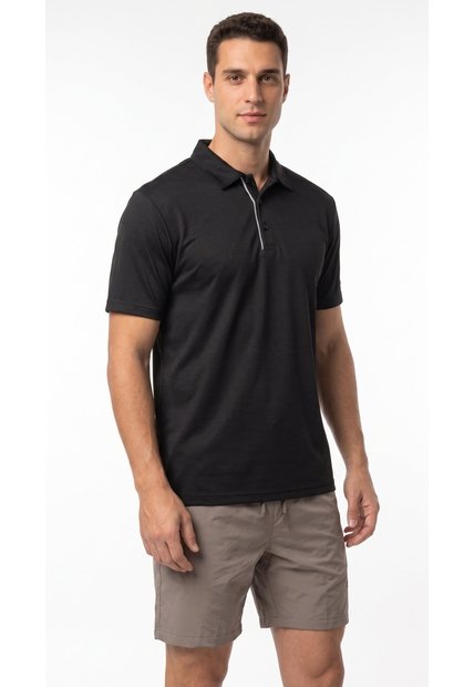 Polo Deportiva Negra Semi Ajustada Para Hombre