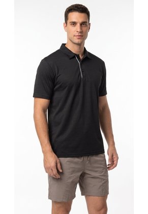 Polo Deportiva Negra Semi Ajustada Para Hombre