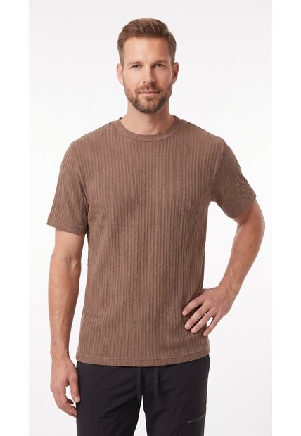Camiseta Manga Corta Café Para Hombre