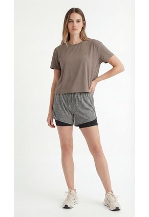 Short Deportivo Gris Con Ciclista Interno Para Mujer