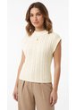 Camiseta Tejida Ivory Manga Corta Para Mujer de Belife