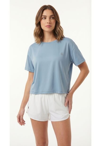 Camiseta Deportiva Azul Manga Corta Para Mujer