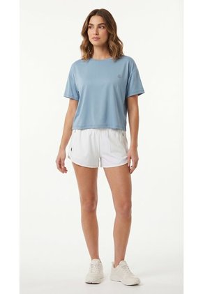 Camiseta Deportiva Azul Manga Corta Para Mujer