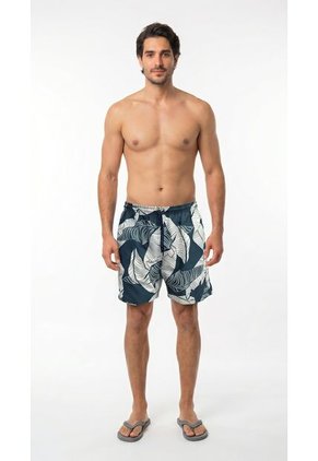 Bermuda De Playa Reversible Verde Estampada Para Hombre