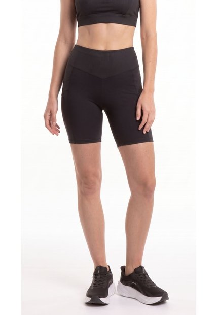 Ciclista Negro Con Bolsillo Para Mujer