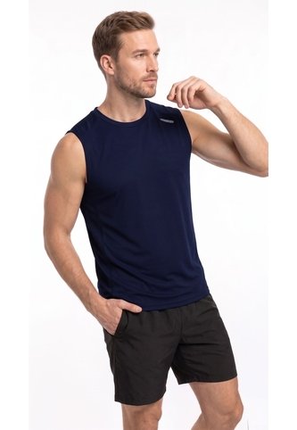 Camiseta Deportiva Manga Sisa Azul Para Hombre Belife