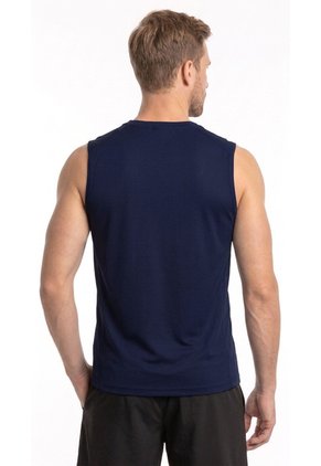 Camiseta Deportiva Manga Sisa Azul Para Hombre