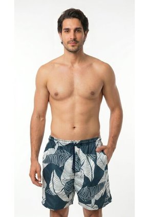 Bermuda De Playa Reversible Verde Estampada Para Hombre