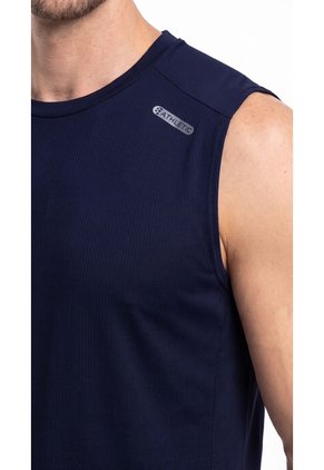 Camiseta Deportiva Manga Sisa Azul Para Hombre