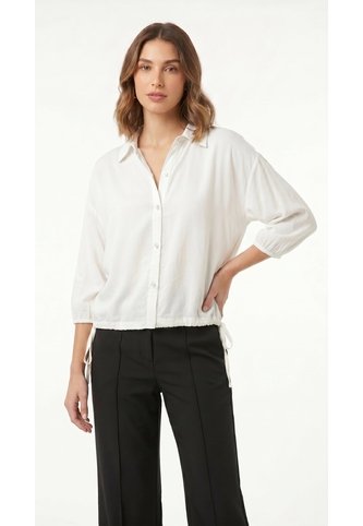 Blusa Blanca Manga Larga Ajustable Para Mujer Belife