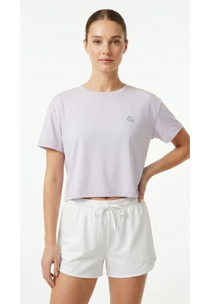 Camiseta Deportiva Lila Silueta Corta Para Mujer