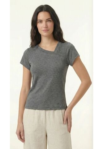 Camiseta Cuello Asimétrica Azul Medieval Para Mujer Belife