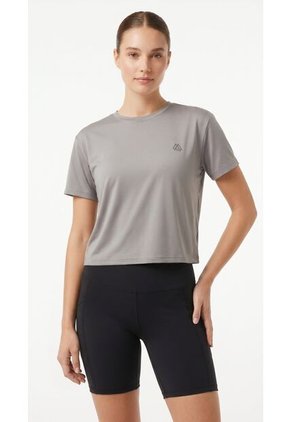 Camiseta Deportiva Taupe Silueta Corta Para Mujer