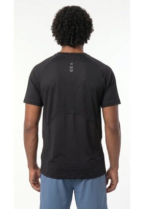 Camiseta Deportiva Negra Manga Ranglan Para Hombre