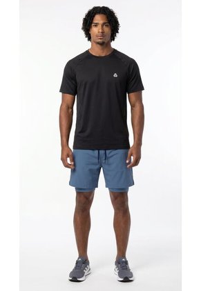 Camiseta Deportiva Negra Manga Ranglan Para Hombre