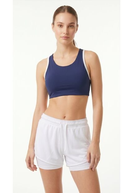 Top Deportivo Azul Con Contraste Ivory Para Mujer