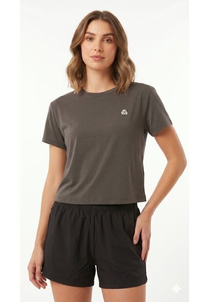 Camiseta Deportiva Café Oscuro Silueta Corta Para Mujer