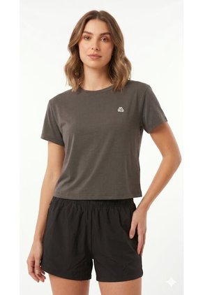 Camiseta Deportiva Café Oscuro Silueta Corta Para Mujer