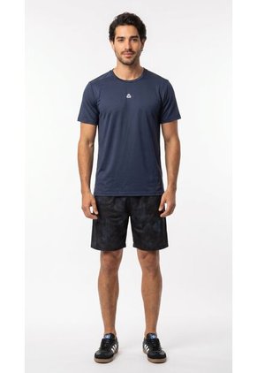 Camiseta Deportiva Azul Oscuro Manga Corta Para Hombre