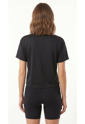 Camiseta Deportiva Negra Silueta Corta Para Mujer