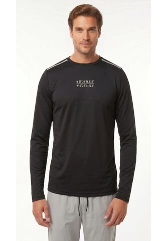 Camiseta Deportiva Negra Manga Larga Para Hombre Belife