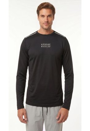 Camiseta Deportiva Negra Manga Larga Para Hombre