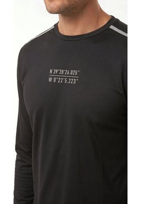 Camiseta Deportiva Negra Manga Larga Para Hombre