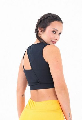 Top Deportivo Negro Cargadera Asimetríca Para Mujer Belife