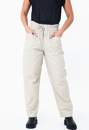 Pantalón Café Con Bolsillos Frontales Para Mujer Belife