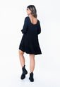 Vestido Negro Con Escote Semi Cuadrado Para Mujer Belife de Belife