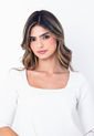Blusa Blanca Con Escote Semi Cuadrado Y Manga 3/4 Para Mujer Belife de Belife