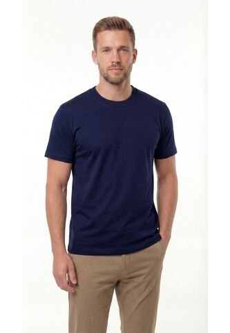 Camiseta Manga Corta Azul Para Hombre Belife