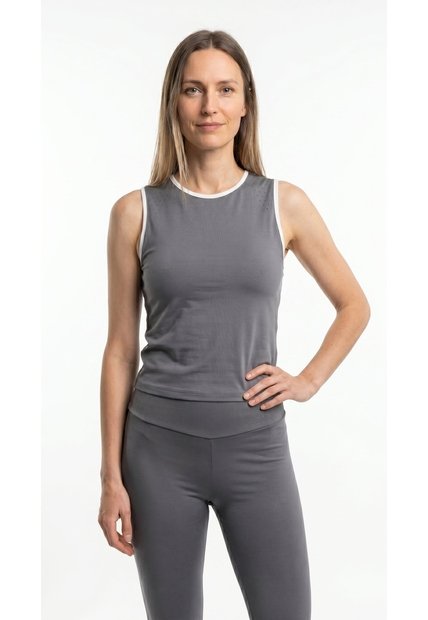 Camiseta Deportiva Gris Manga Sisa Para Mujer