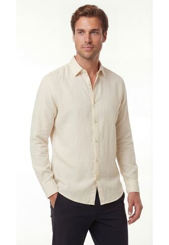 Camisa Manga Larga Ivory En Lino Para Hombre Belife