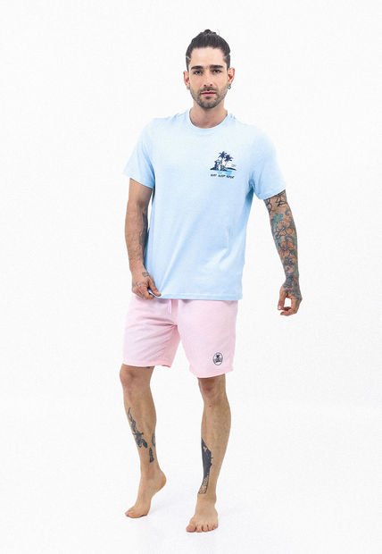 Pantaloneta Playera Rosado Y Bolsillos Para Hombre Belife