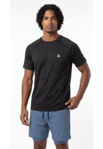 Camiseta Deportiva Negra Manga Ranglan Para Hombre Belife
