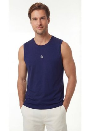 Camiseta Deportiva Manga Sisa Azul Para Hombre