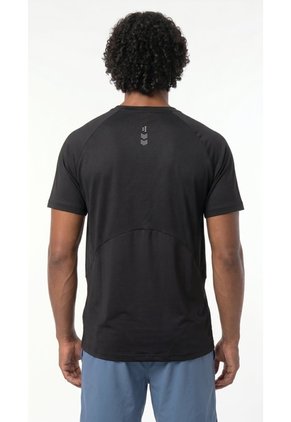 Camiseta Deportiva Negra Manga Ranglan Para Hombre