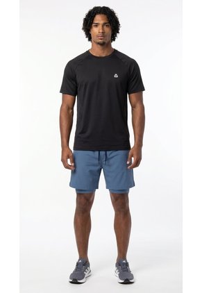 Camiseta Deportiva Negra Manga Ranglan Para Hombre