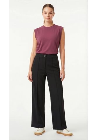 Pantalón Negro En Lino Para Mujer Belife