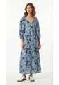 Vestido Largo Azul Para Mujer Con Escote Profundo de Belife