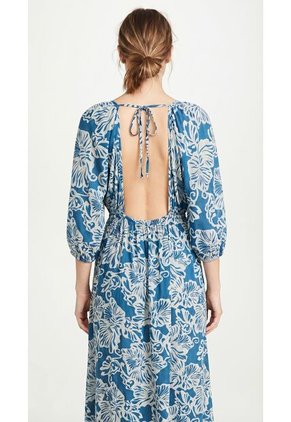 Vestido Largo Azul Para Mujer Con Escote Profundo