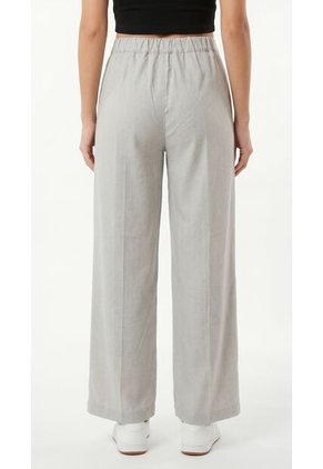 Pantalón Gris En Lino Para Mujer