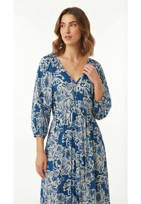 Vestido Largo Azul Para Mujer Con Escote Profundo