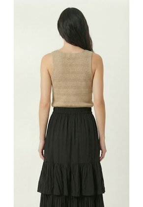 Blusa Tejida Manga Sisa Croche Mujer