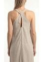 Vestido Largo Café Claro En Lino Para Mujer de Belife