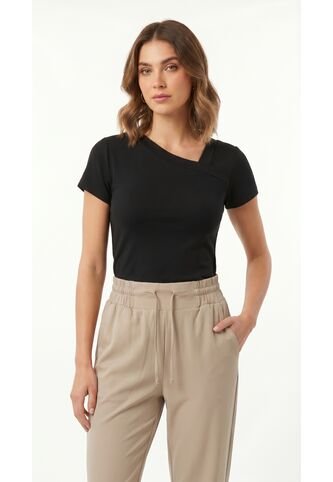 Camiseta Negra Jaspeada Para Mujer Belife