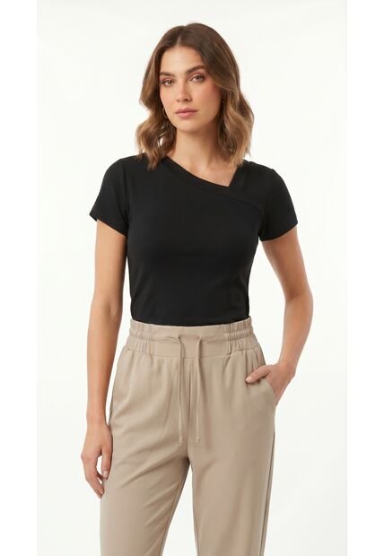 Camiseta Negra Jaspeada Para Mujer