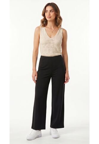 Pantalón Negro Ancho En Scuba Para Mujer Belife