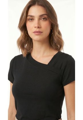 Camiseta Negra Jaspeada Para Mujer